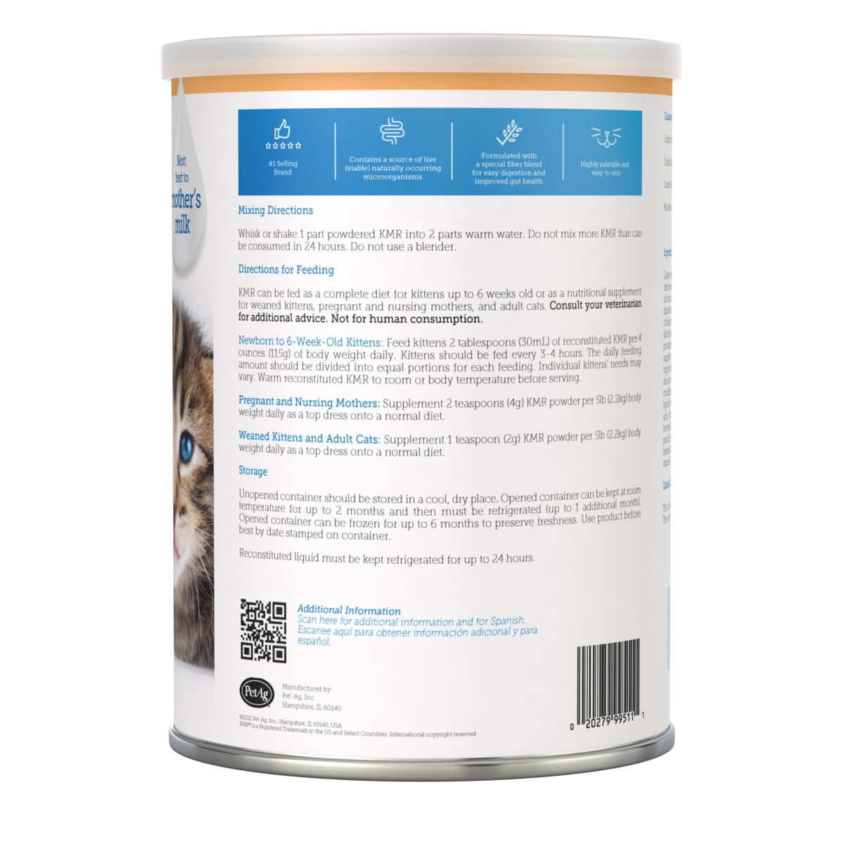 PetAg KMR Kitten Milk Replacer Powder - 5 lbs can